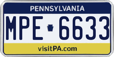 PA license plate MPE6633