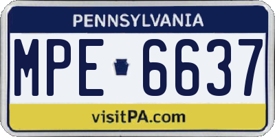 PA license plate MPE6637
