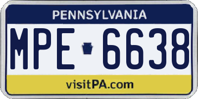 PA license plate MPE6638