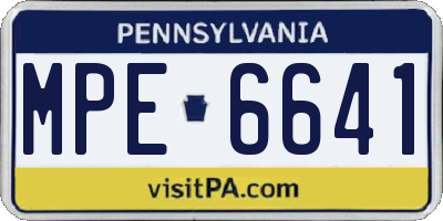 PA license plate MPE6641