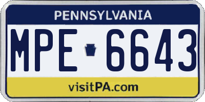 PA license plate MPE6643