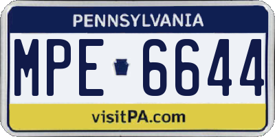 PA license plate MPE6644