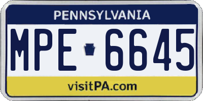 PA license plate MPE6645