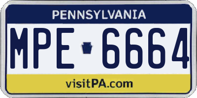 PA license plate MPE6664