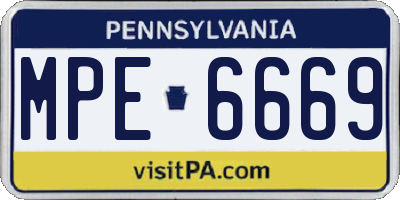 PA license plate MPE6669
