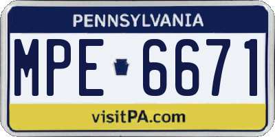 PA license plate MPE6671
