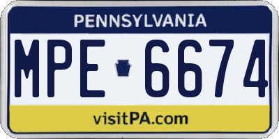 PA license plate MPE6674
