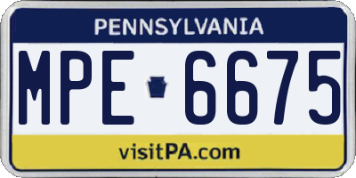 PA license plate MPE6675