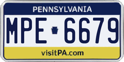 PA license plate MPE6679