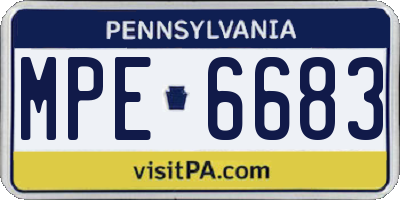 PA license plate MPE6683