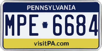 PA license plate MPE6684