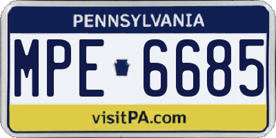 PA license plate MPE6685