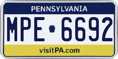 PA license plate MPE6692