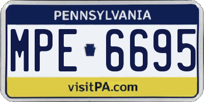 PA license plate MPE6695
