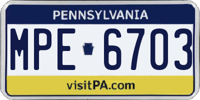 PA license plate MPE6703