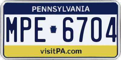 PA license plate MPE6704