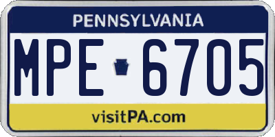 PA license plate MPE6705