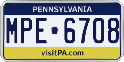 PA license plate MPE6708