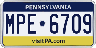 PA license plate MPE6709