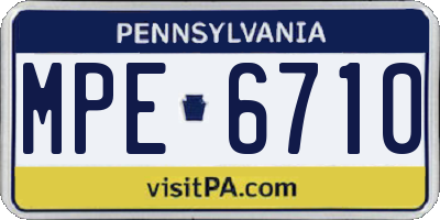 PA license plate MPE6710