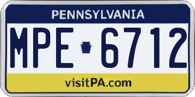 PA license plate MPE6712