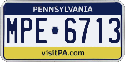 PA license plate MPE6713