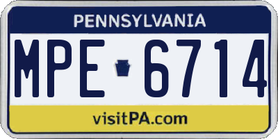 PA license plate MPE6714