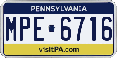 PA license plate MPE6716