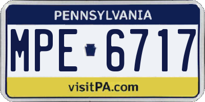 PA license plate MPE6717