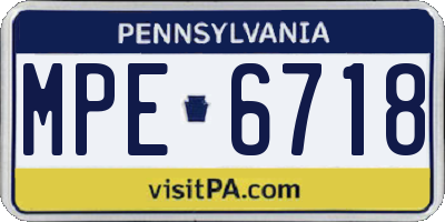 PA license plate MPE6718