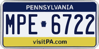 PA license plate MPE6722
