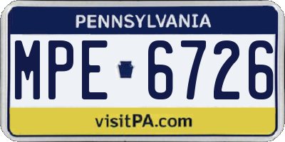 PA license plate MPE6726