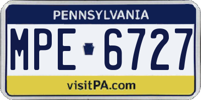 PA license plate MPE6727