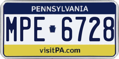 PA license plate MPE6728