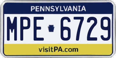 PA license plate MPE6729