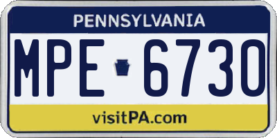 PA license plate MPE6730