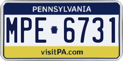 PA license plate MPE6731