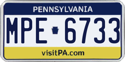 PA license plate MPE6733