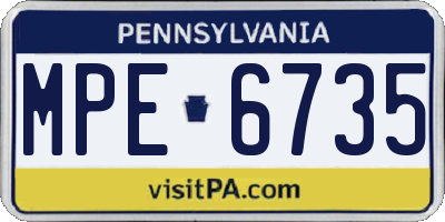 PA license plate MPE6735