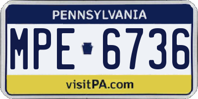 PA license plate MPE6736