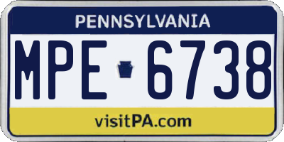 PA license plate MPE6738
