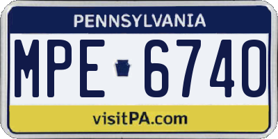 PA license plate MPE6740