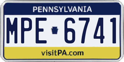 PA license plate MPE6741