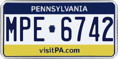 PA license plate MPE6742