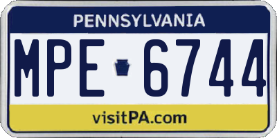 PA license plate MPE6744