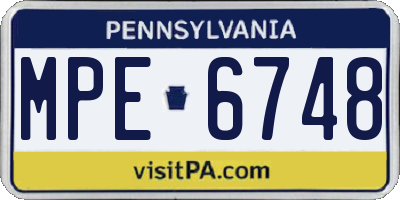 PA license plate MPE6748
