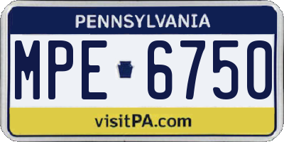 PA license plate MPE6750