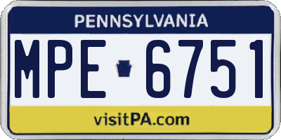 PA license plate MPE6751