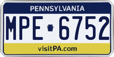 PA license plate MPE6752