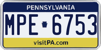 PA license plate MPE6753